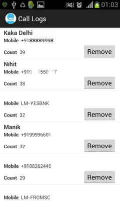 Call Log Manager android App screenshot 2